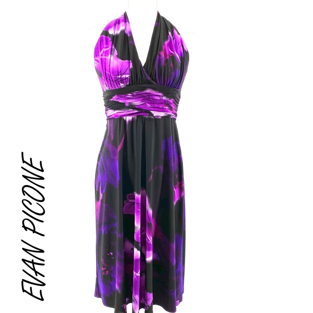 EVAN PICONE Purple floral Crisscross dress
